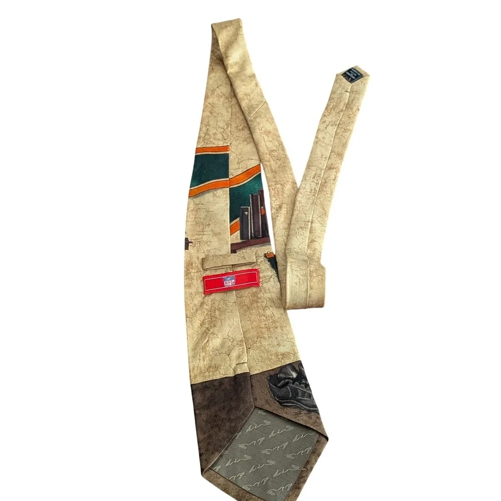 VTG 90s Ralph Marlin Miami Dolphins NFL Silk Tie Football Graphic Mens